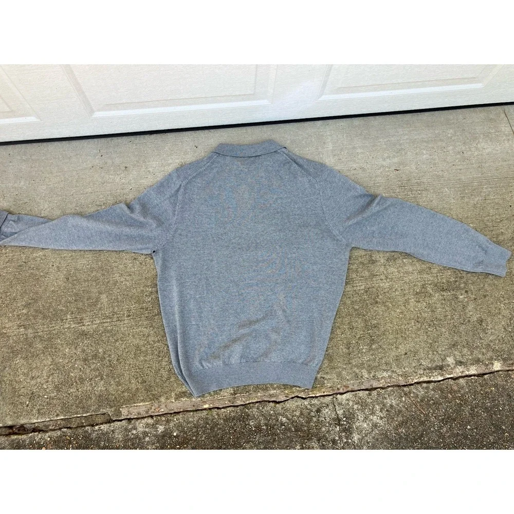 Fairway & Greene Mens L Italian Merino Wool Heather Grey 1/4 Zip Sweater Golf